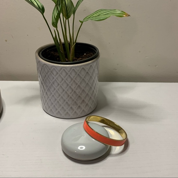 Vintage Y2K J.Crew Coral Orange Skinny Enamel Gold Bangle Bracelet - Picture 3 of 7